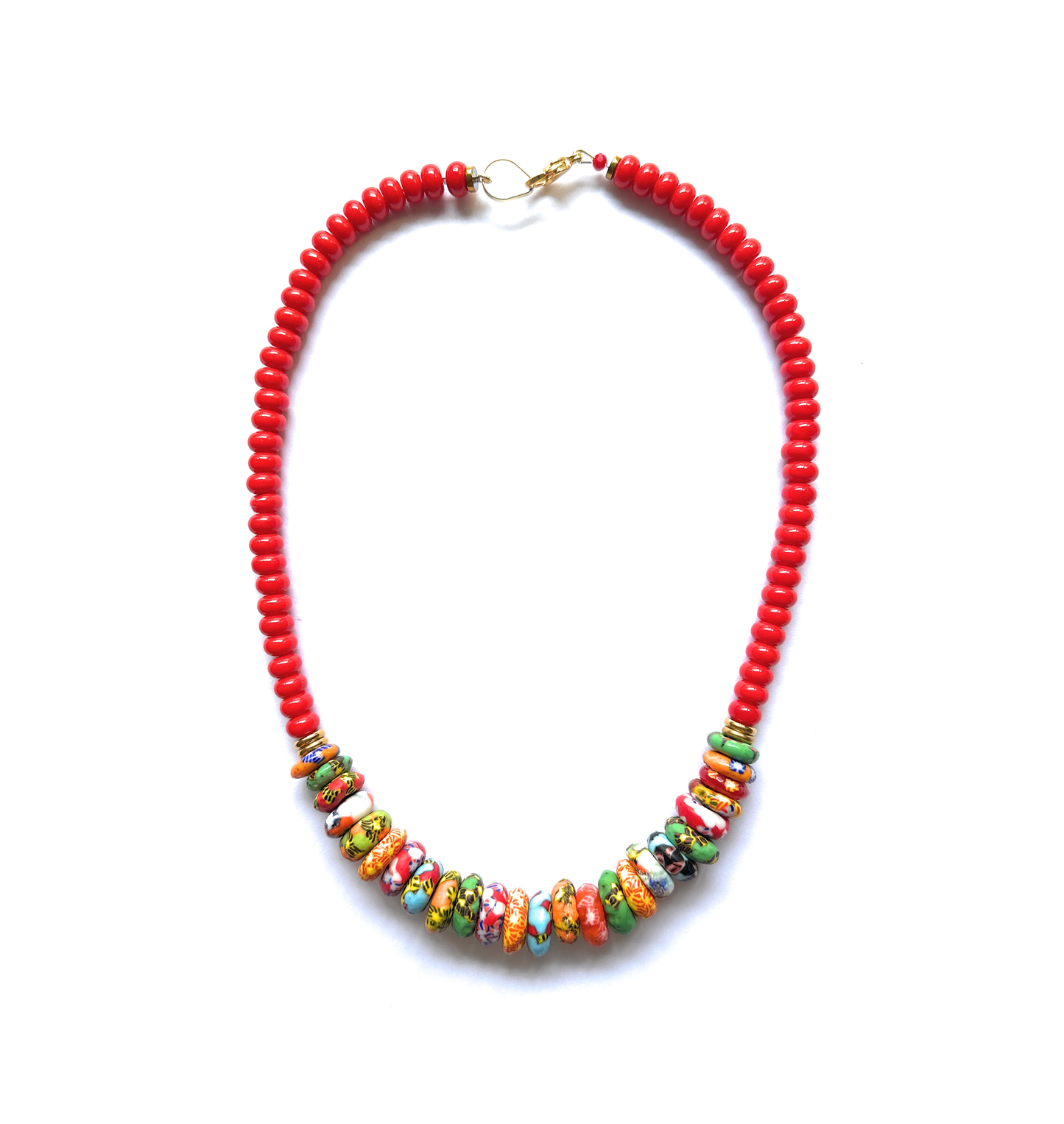 Collar Rojo de Vidrio Africano