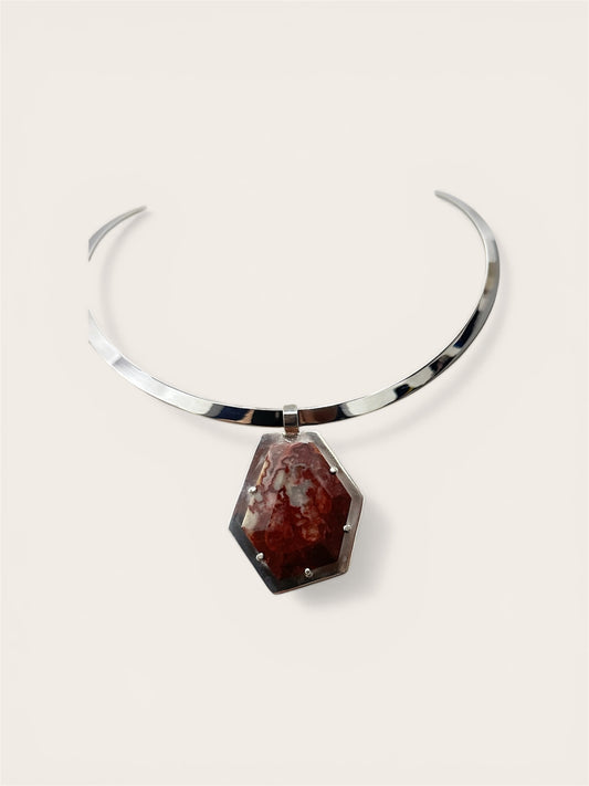 ALMA | Gargantilla "Aura" Ágata Lace y Plata