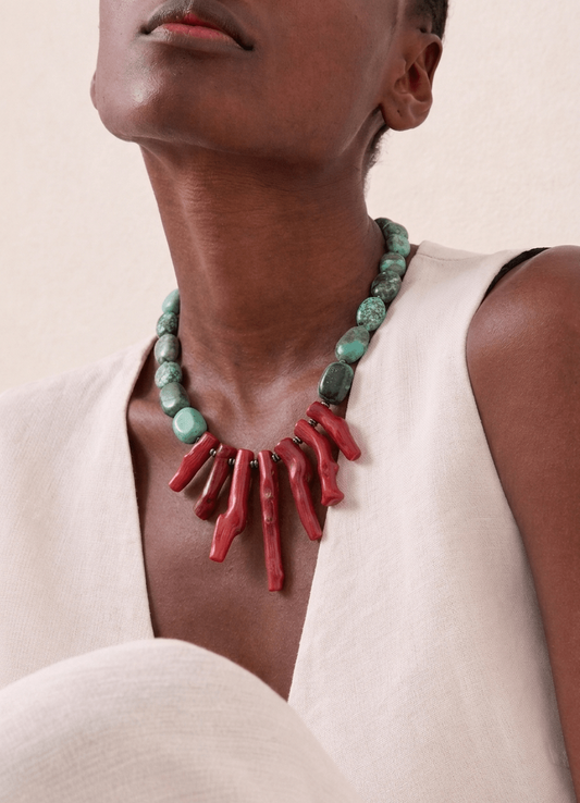 ALMA | Collar "Costa Brava" Turquesa y Coral - GRANATE 27