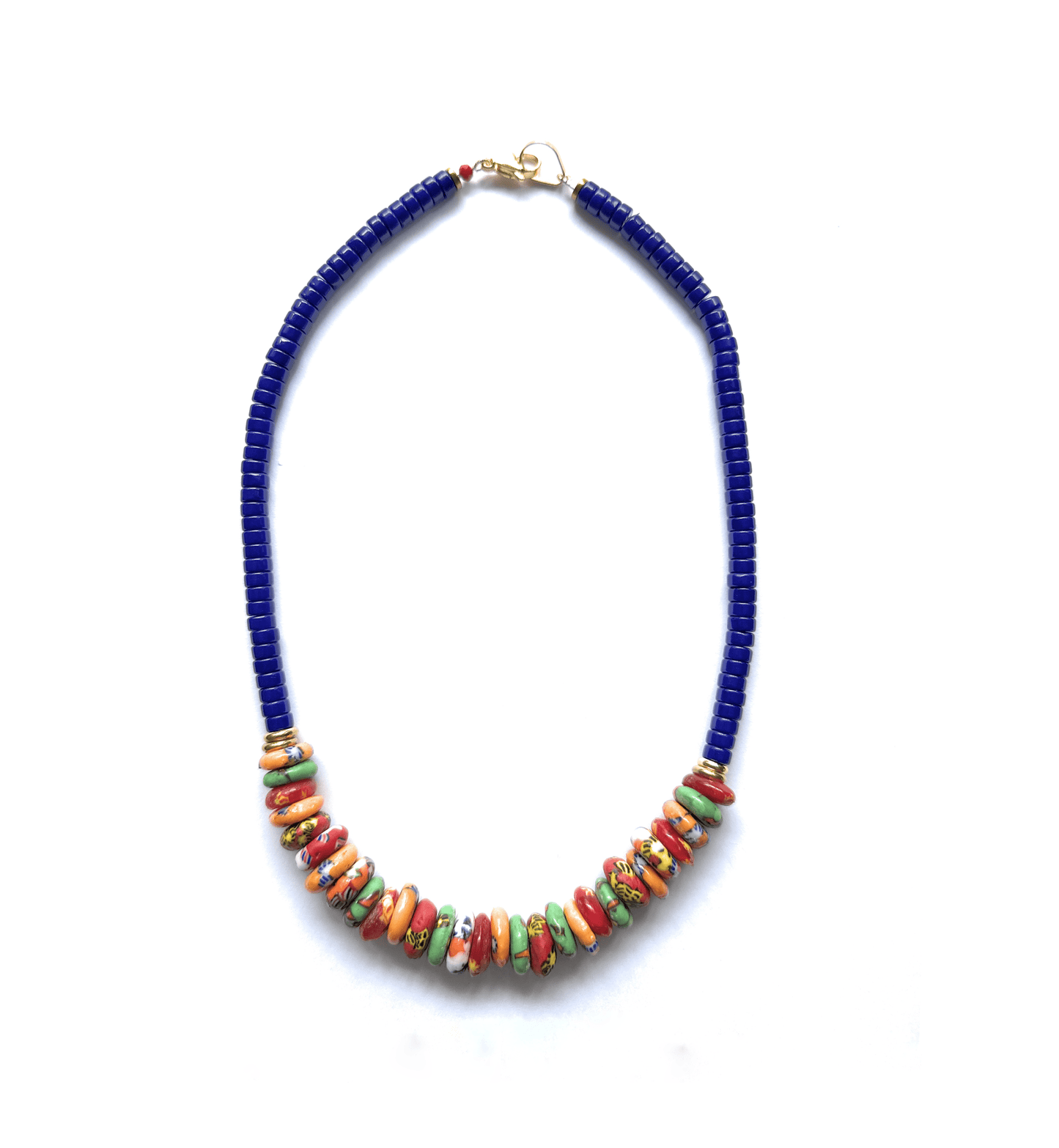 Collar Azul de Vidrio Africano - GRANATE 27