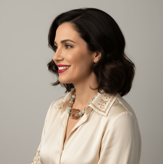 Collar Corto de Amazonita y Cuarzo Multicolor Facetado - GRANATE 27