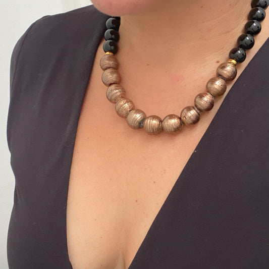 Collar de Ágata Negra y Murano - GRANATE 27