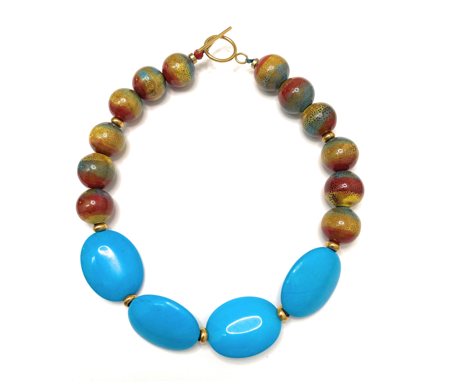 Collar de Cerámica Multicolor con Magnesita Turquesa - GRANATE 27