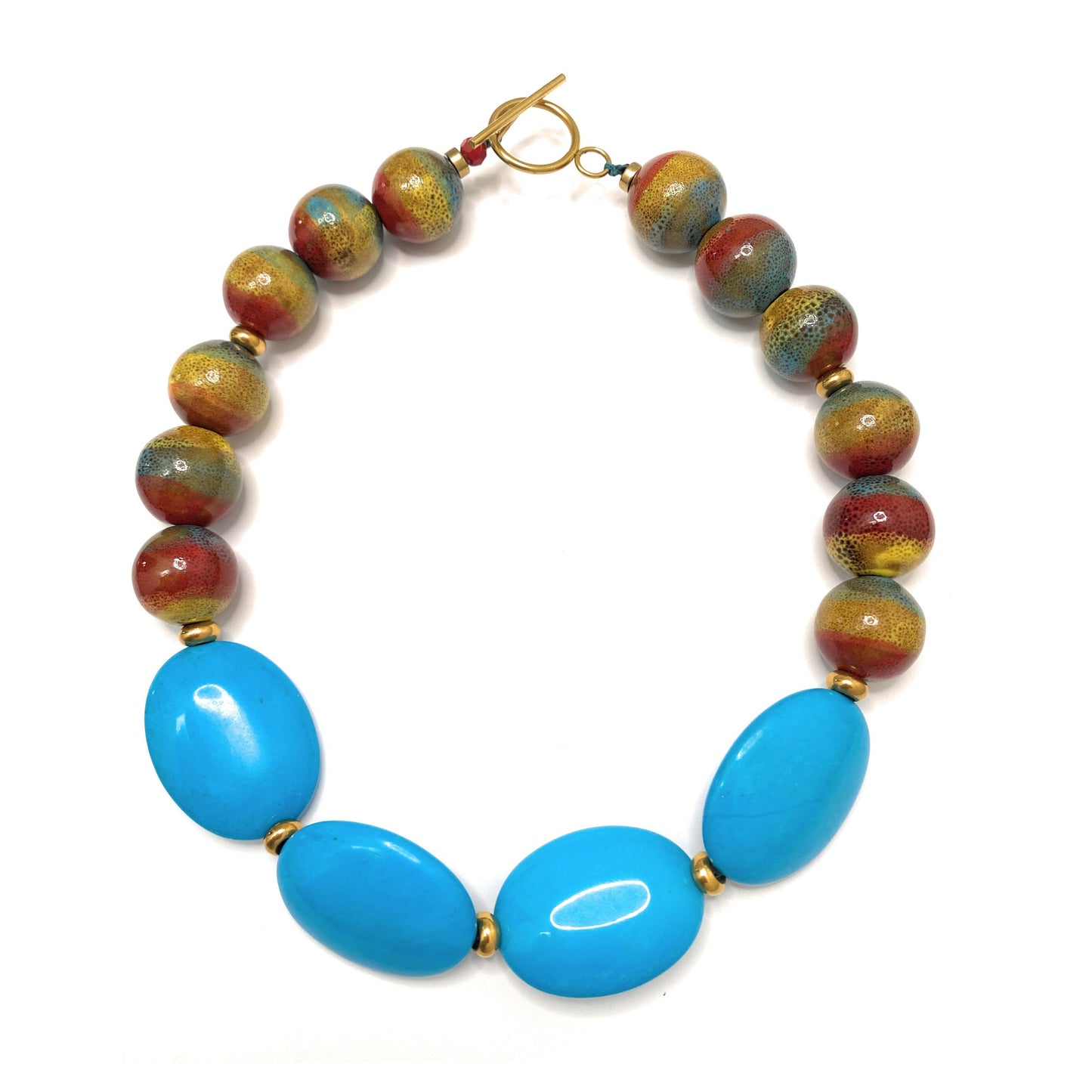 Collar de Cerámica Multicolor con Magnesita Turquesa - GRANATE 27