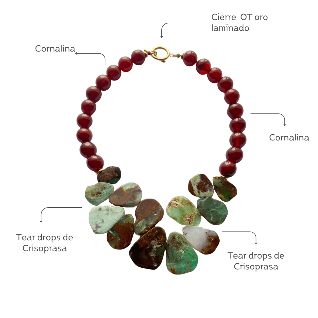 Collar de Crisoprasa y Cornalina - GRANATE 27