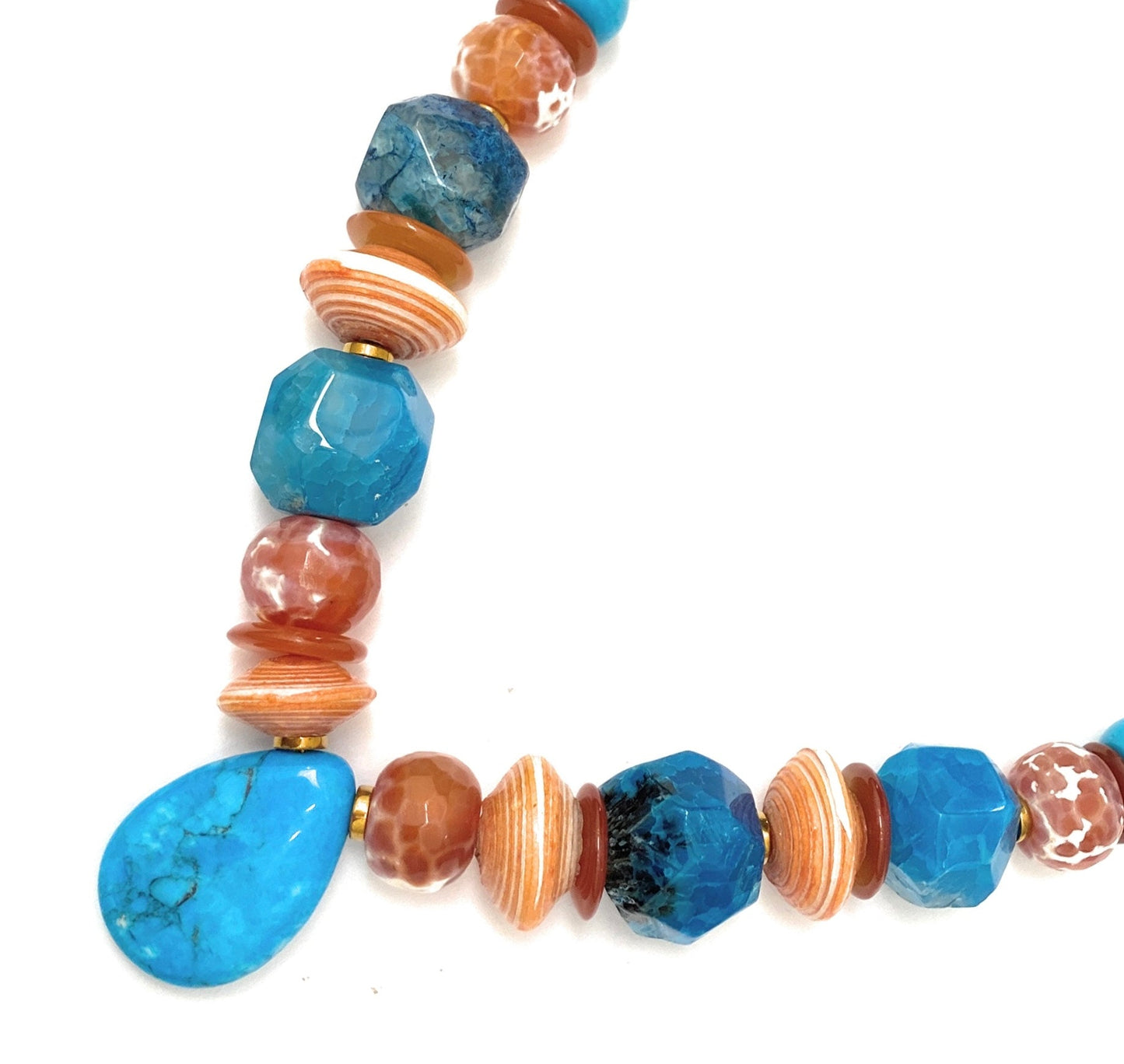 Collar de Lapislázuli, Ágatas y Colgante Turquesa - GRANATE 27