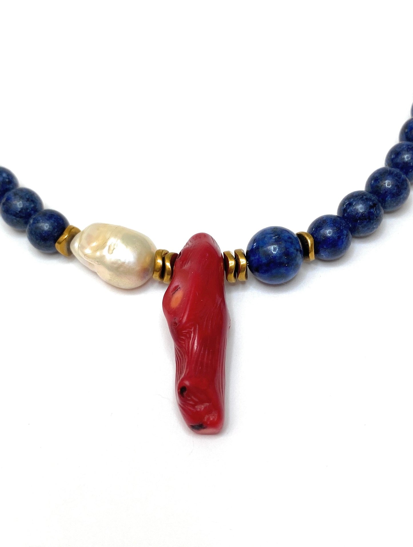 Collar de Lapislázuli y Coral Rojo - GRANATE 27