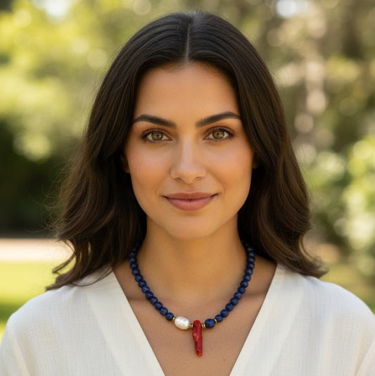 Collar de Lapislázuli y Coral Rojo - GRANATE 27