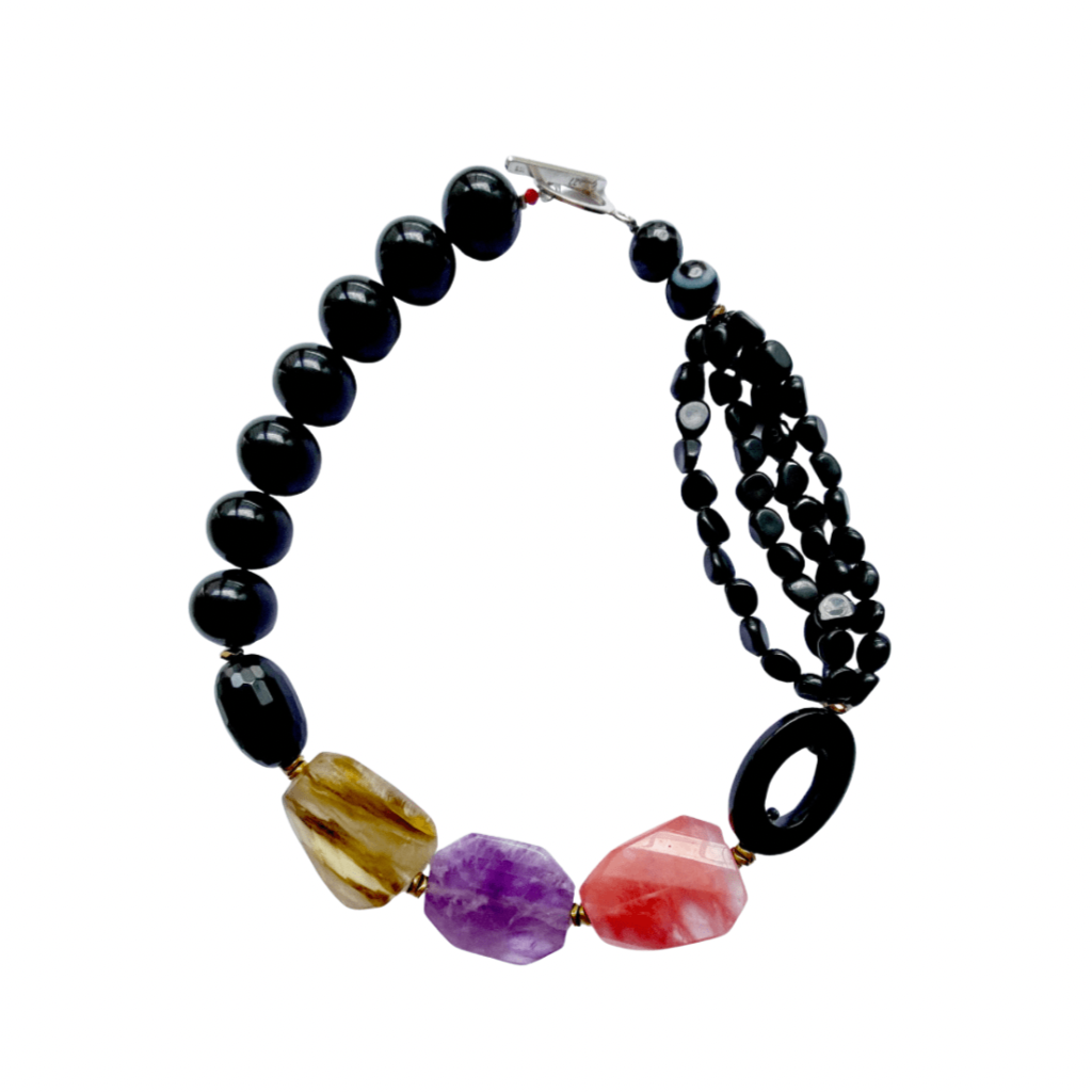 Collar de Ónix, Cuarzos y Amatista - GRANATE 27