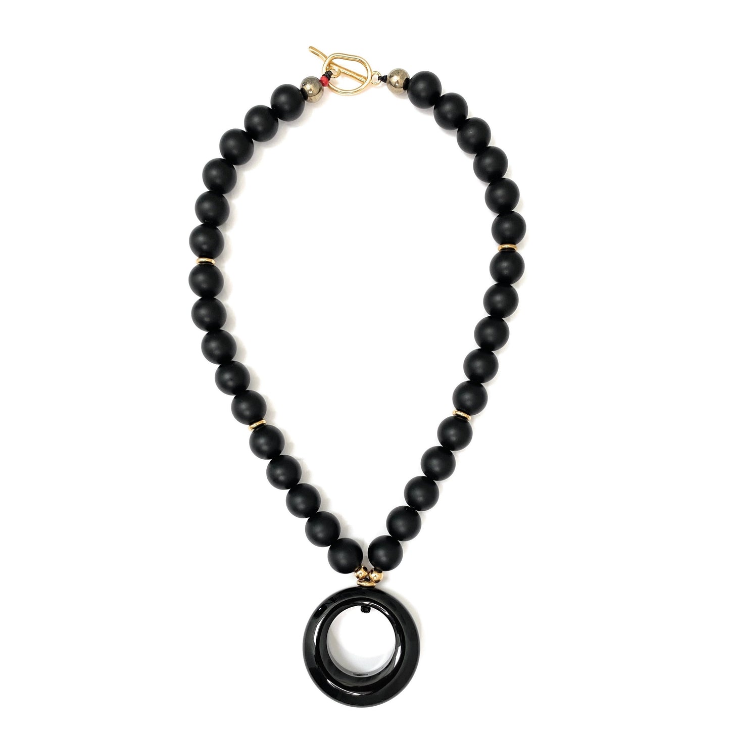 Collar de Ónix Mate con Colgante de Ágata Negra - GRANATE 27