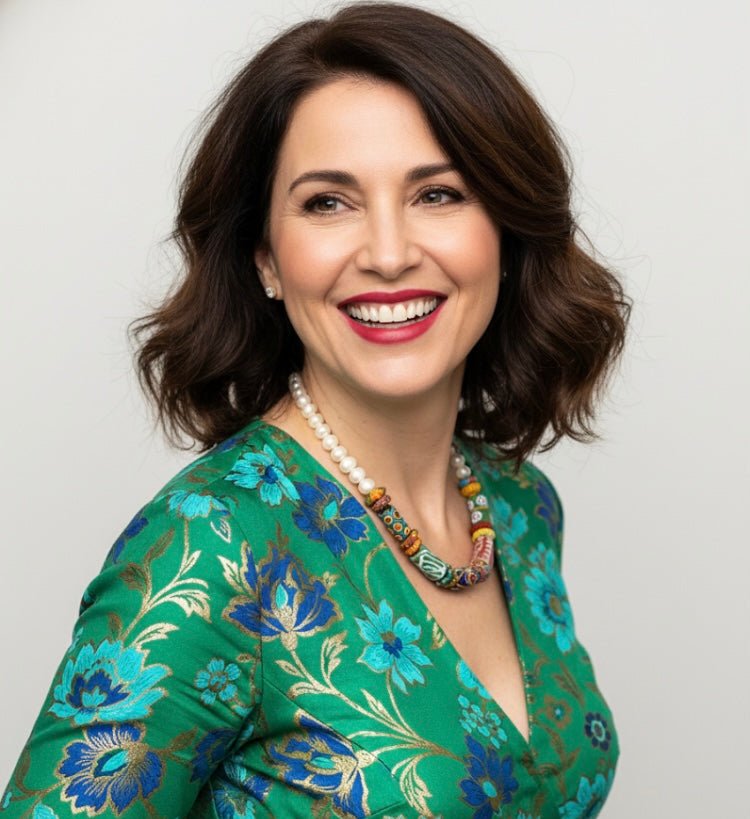 Collar de Perla Cultivada y Vidrio Africano - GRANATE 27