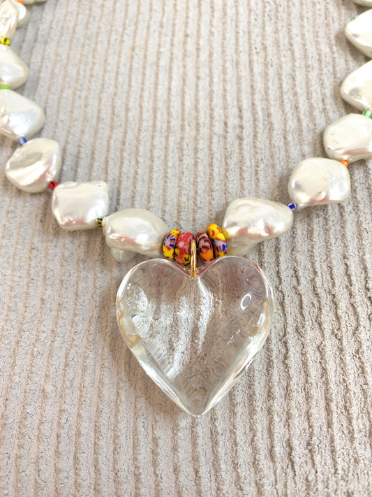 Collar de Perla Nácar y Colgante Corazón - GRANATE 27