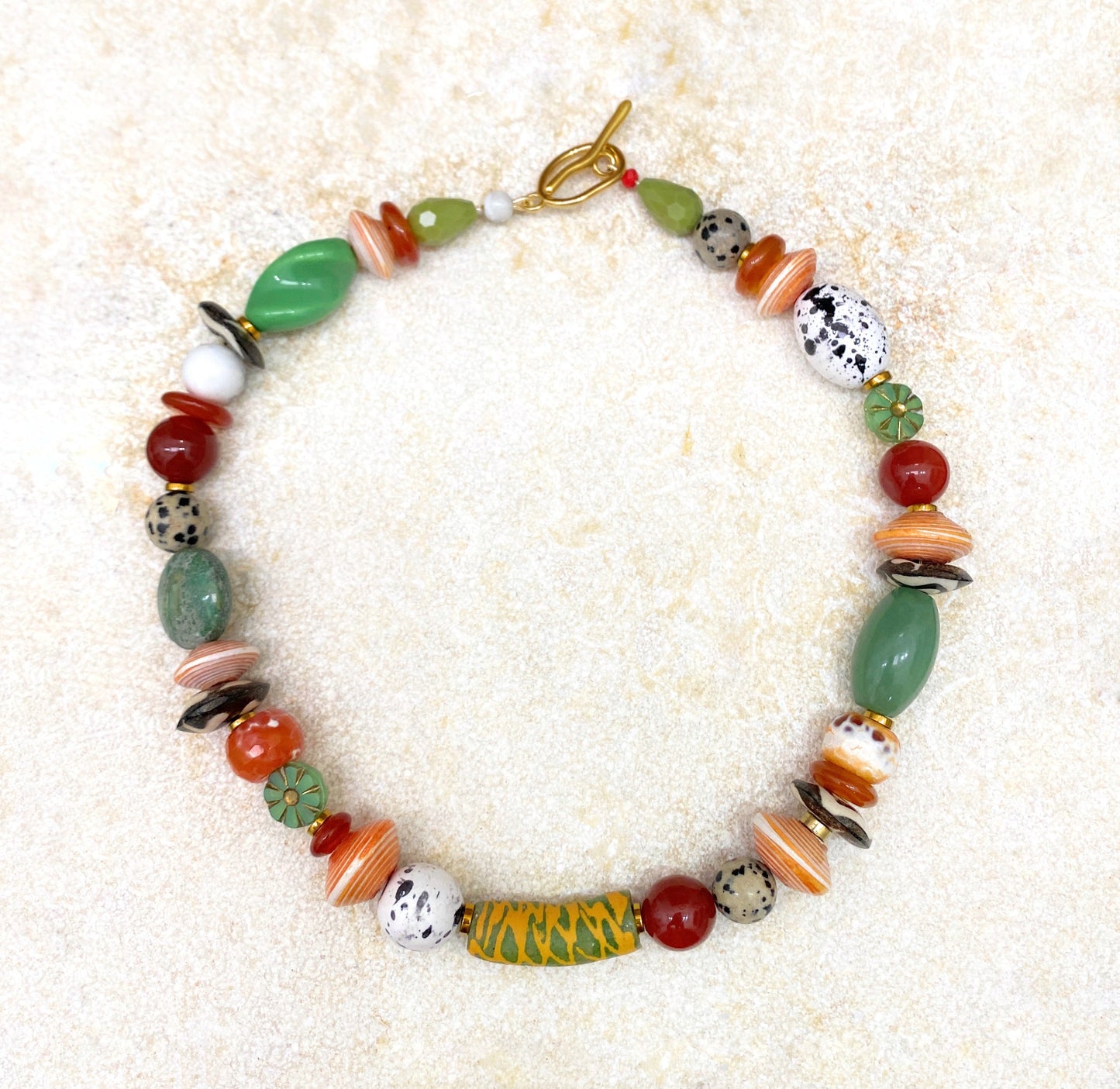 Collar Multicolor Vidrio Africano - GRANATE 27