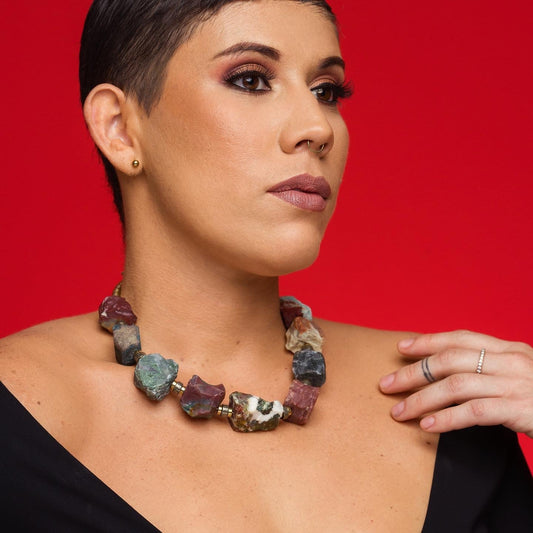 Maxi Collar Corto Crisoprasa Natural - GRANATE 27