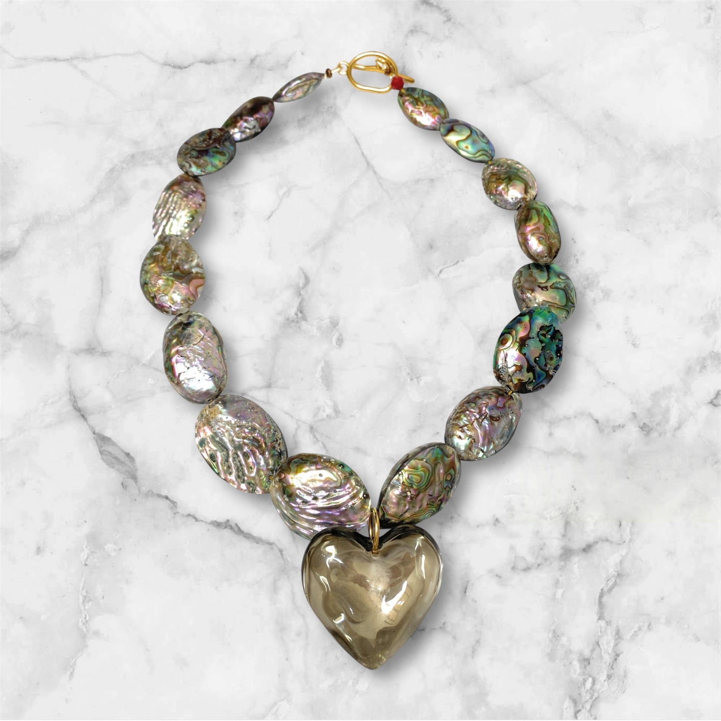 Maxi Collar de Abalone y Corazón - GRANATE 27