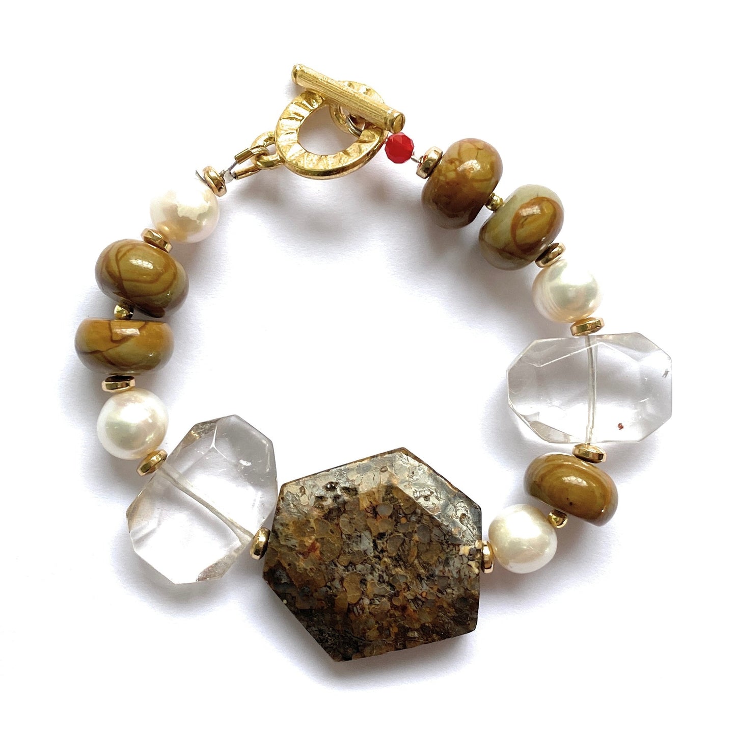 Pulsera Cuarzo, Pietersita y Perla Blanca - GRANATE 27