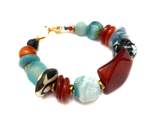 Pulsera de Ágata y Cornalina - GRANATE 27