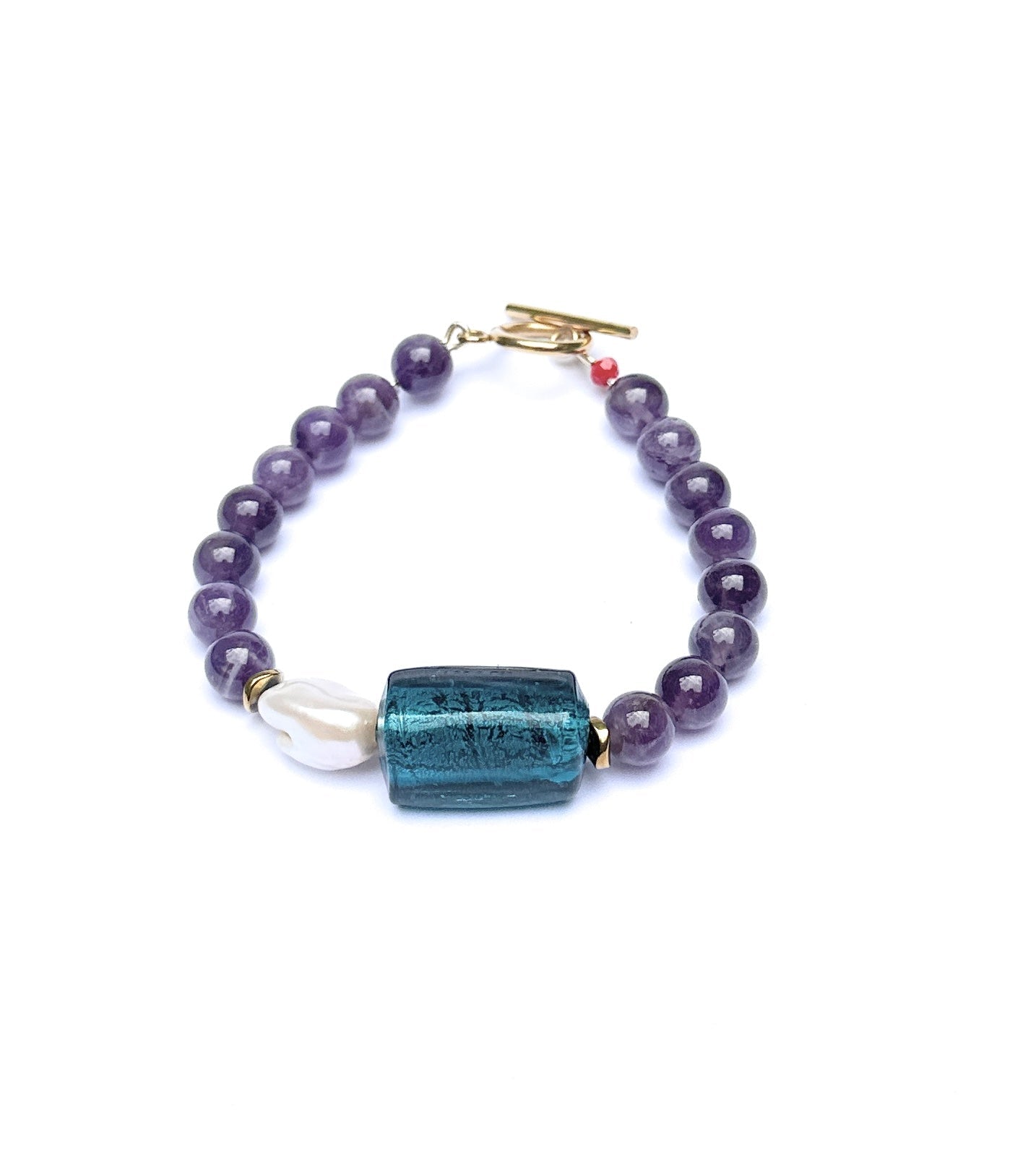 Pulsera de Amatista y Cristal de Murano - GRANATE 27