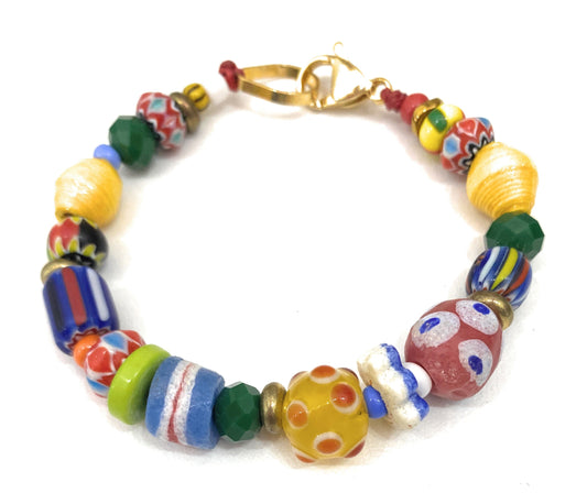 Pulsera de Colores de Vidrio Africano - GRANATE 27