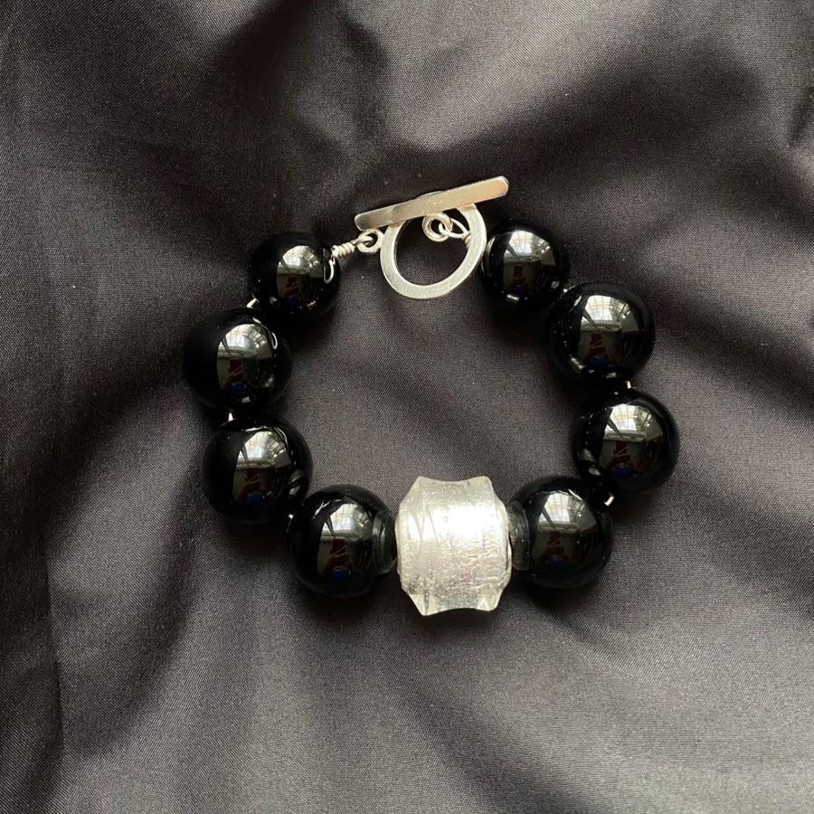 PULSERA DE ONIX Y MURANO - GRANATE 27