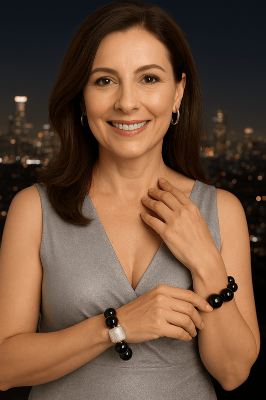 PULSERA DE ONIX Y MURANO - GRANATE 27