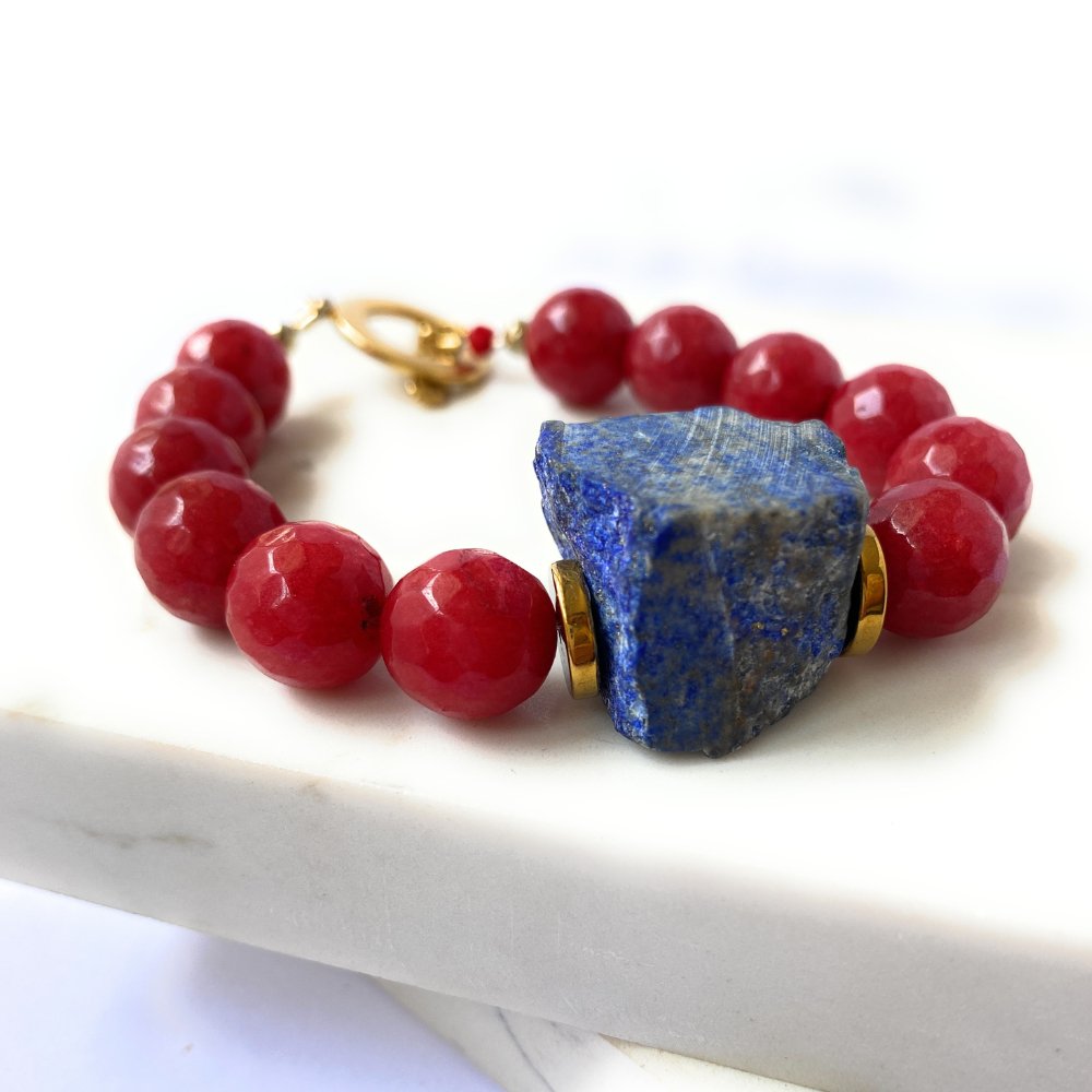 Pulsera Roja con Lapislázuli - GRANATE 27