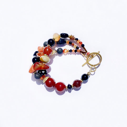 Pulsera Triple Mix Piedras Naturales - GRANATE 27