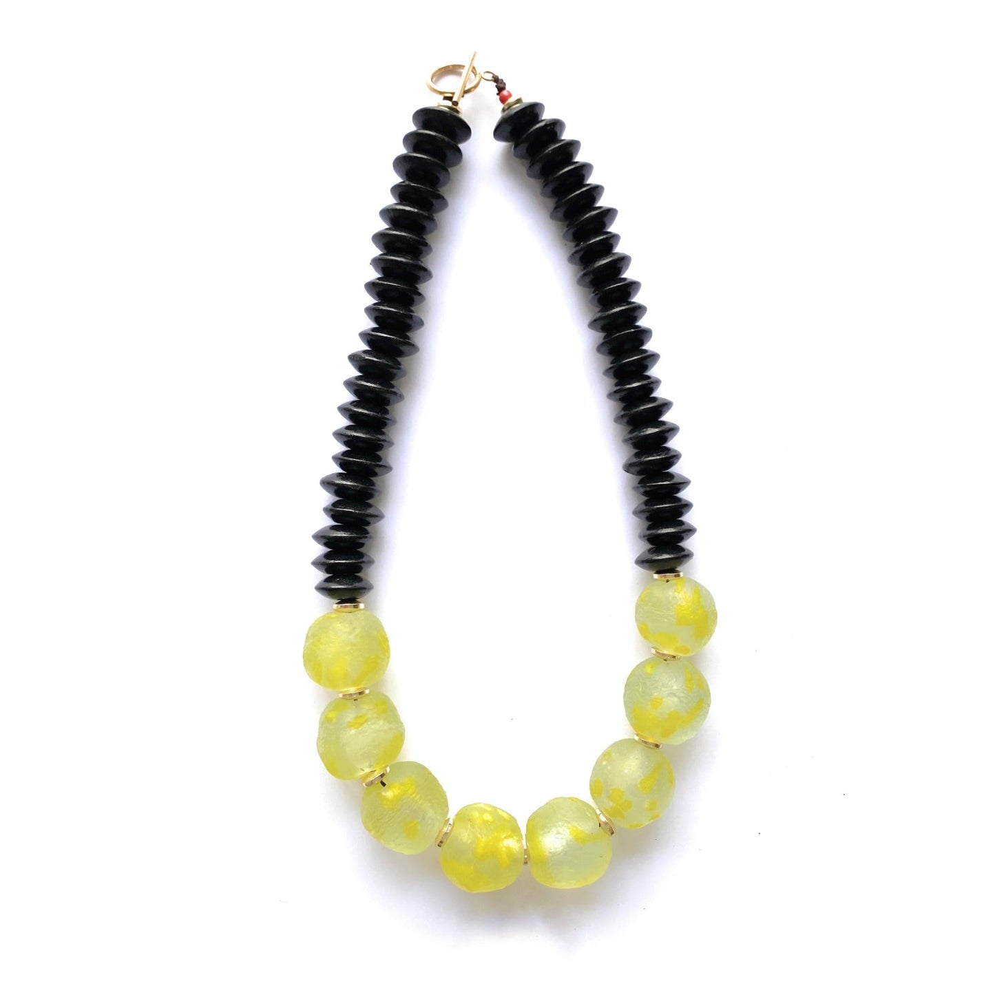 Collar de Madera y Vidrio Africano - GRANATE 27