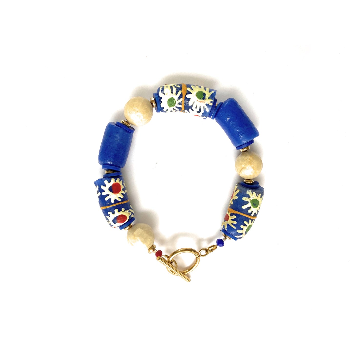 Pulsera de Vidrio Africano Azul - GRANATE 27