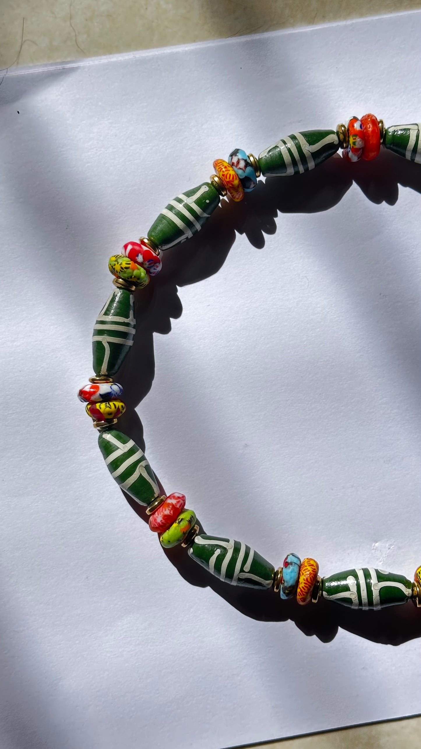 Collar Verde de Vidrio Africano