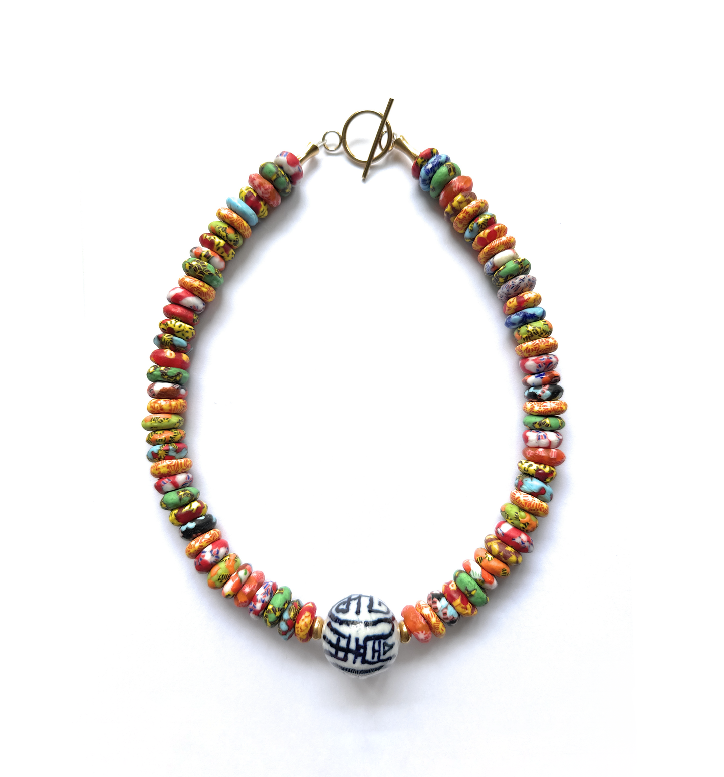 Collar de Vidrio Africano y Cerámica