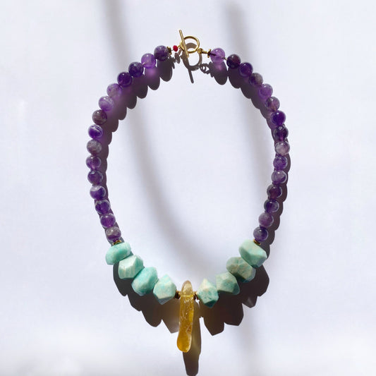 Collar de Amatista, Amazonita y Ámbar