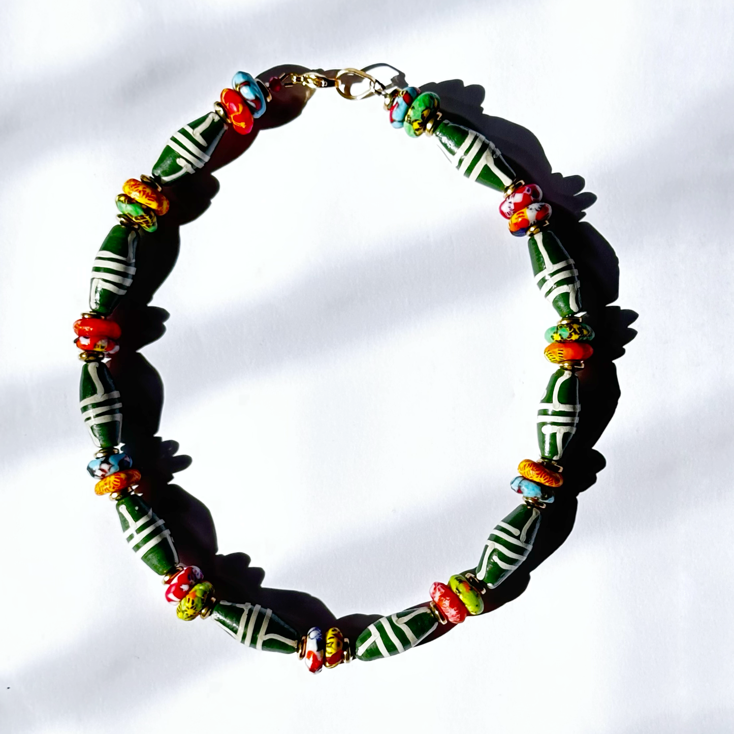 Collar Verde de Vidrio Africano