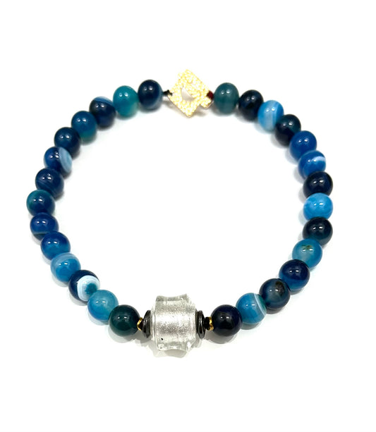 Collar Corto Rina Ágatas Azules y Murano