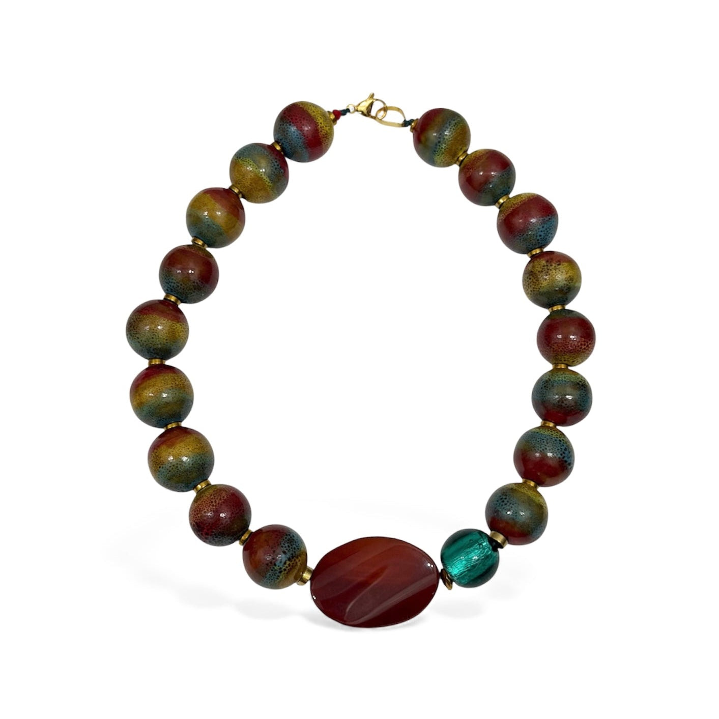 Maxi Collar de Cerámica , Murano y Cornalina