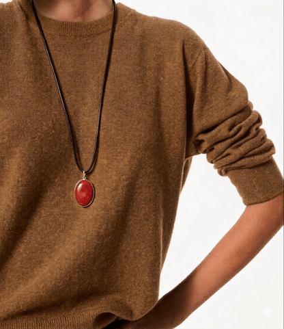 ALMA | Collar con Colgante de Coral Rojo y Plata - GRANATE 27