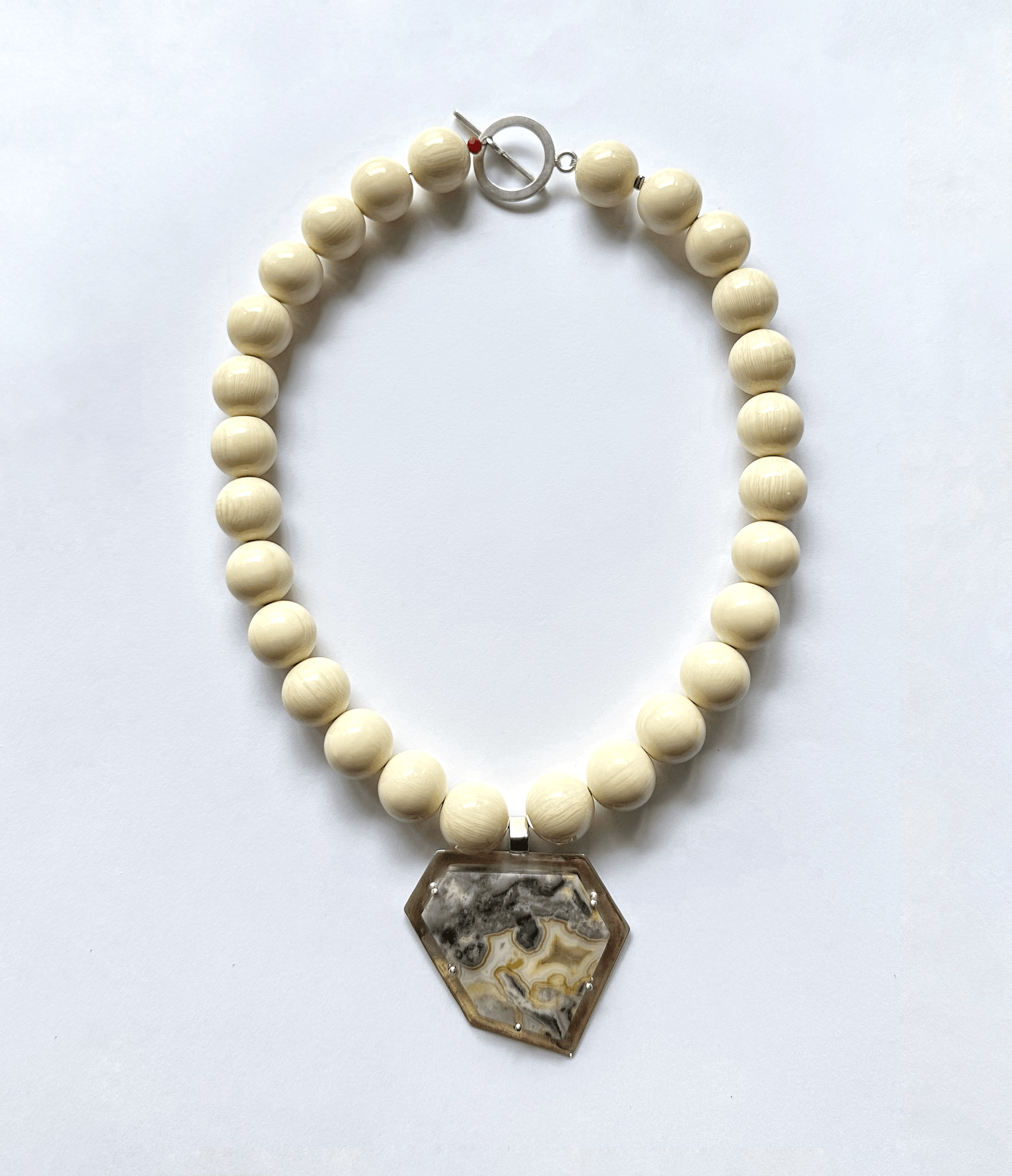 ALMA | Collar "Solar" Ámbar y Ágata Lace con Plata - GRANATE 27