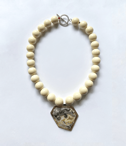 ALMA | Collar "Solar" Ámbar y Ágata Lace con Plata - GRANATE 27