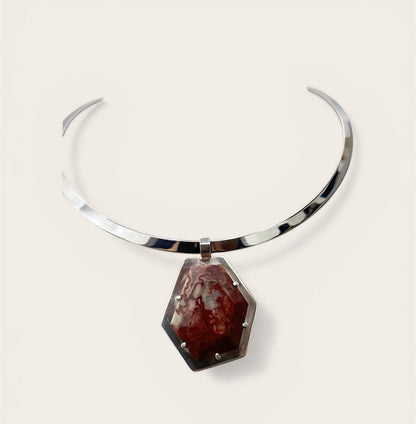 ALMA | Gargantilla "Aura" Ágata Lace y Plata - GRANATE 27