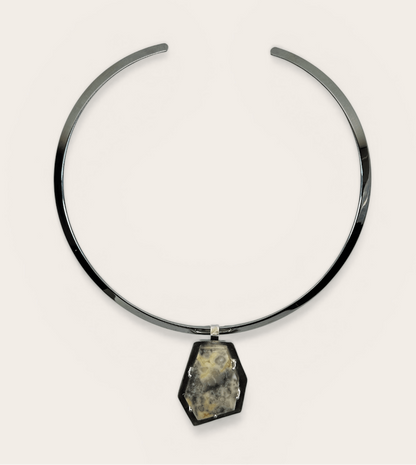 ALMA | Gargantilla "Aura" Ágata Lace y Plata - GRANATE 27
