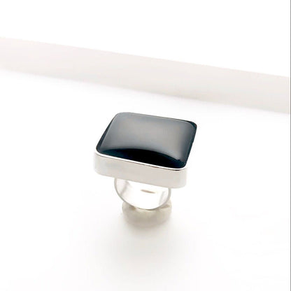 Anillo Cuadrado de Plata y Ónix - GRANATE 27