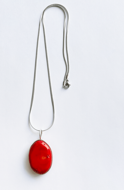 Colgante de Coral Rojo y Plata - GRANATE 27