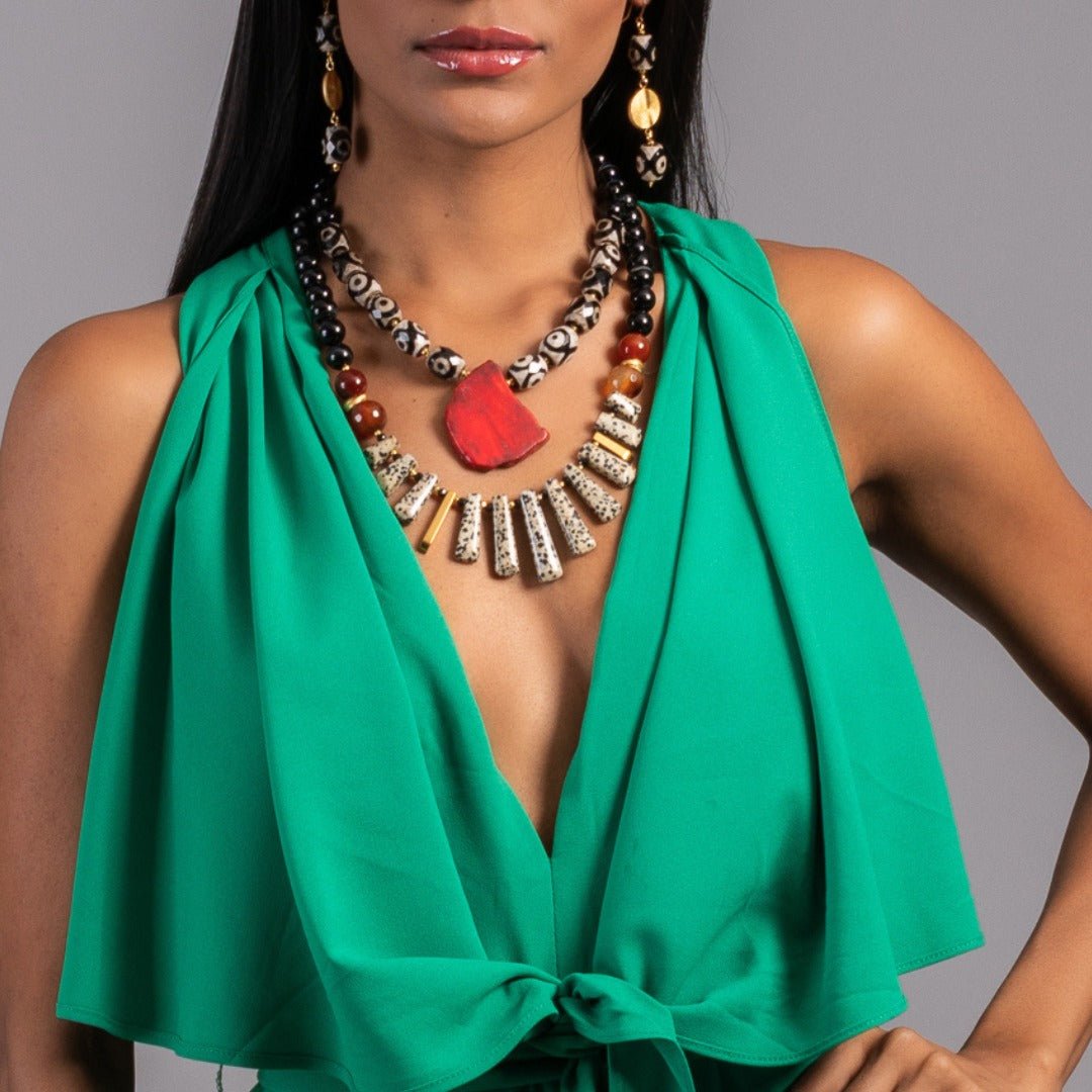 Collar Ágata Dzi y Jaspe - GRANATE 27