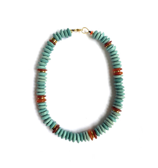 Collar Ashanti | Vidrio Africano Teal - GRANATE 27