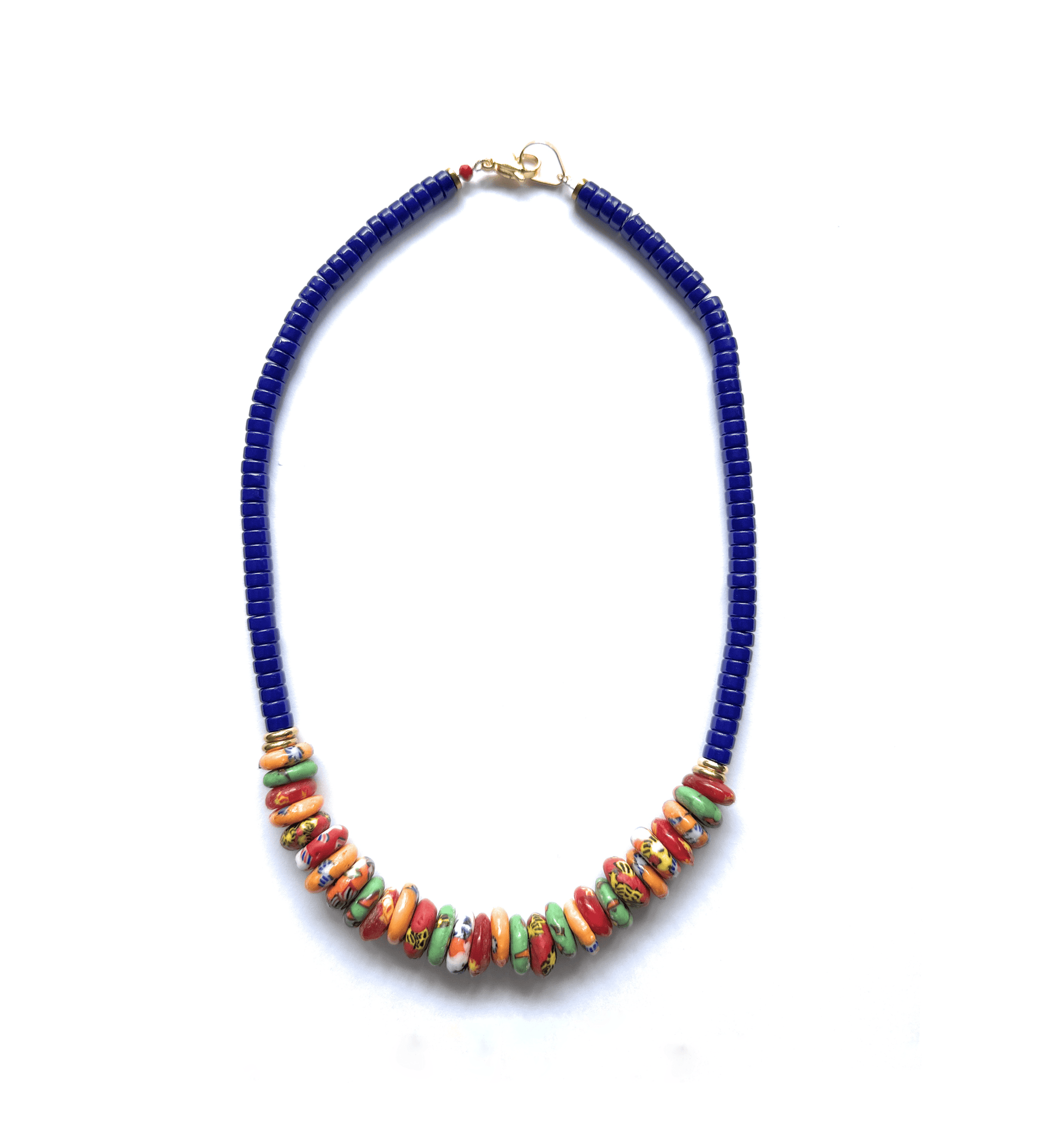 Collar Azul de Vidrio Africano - GRANATE 27