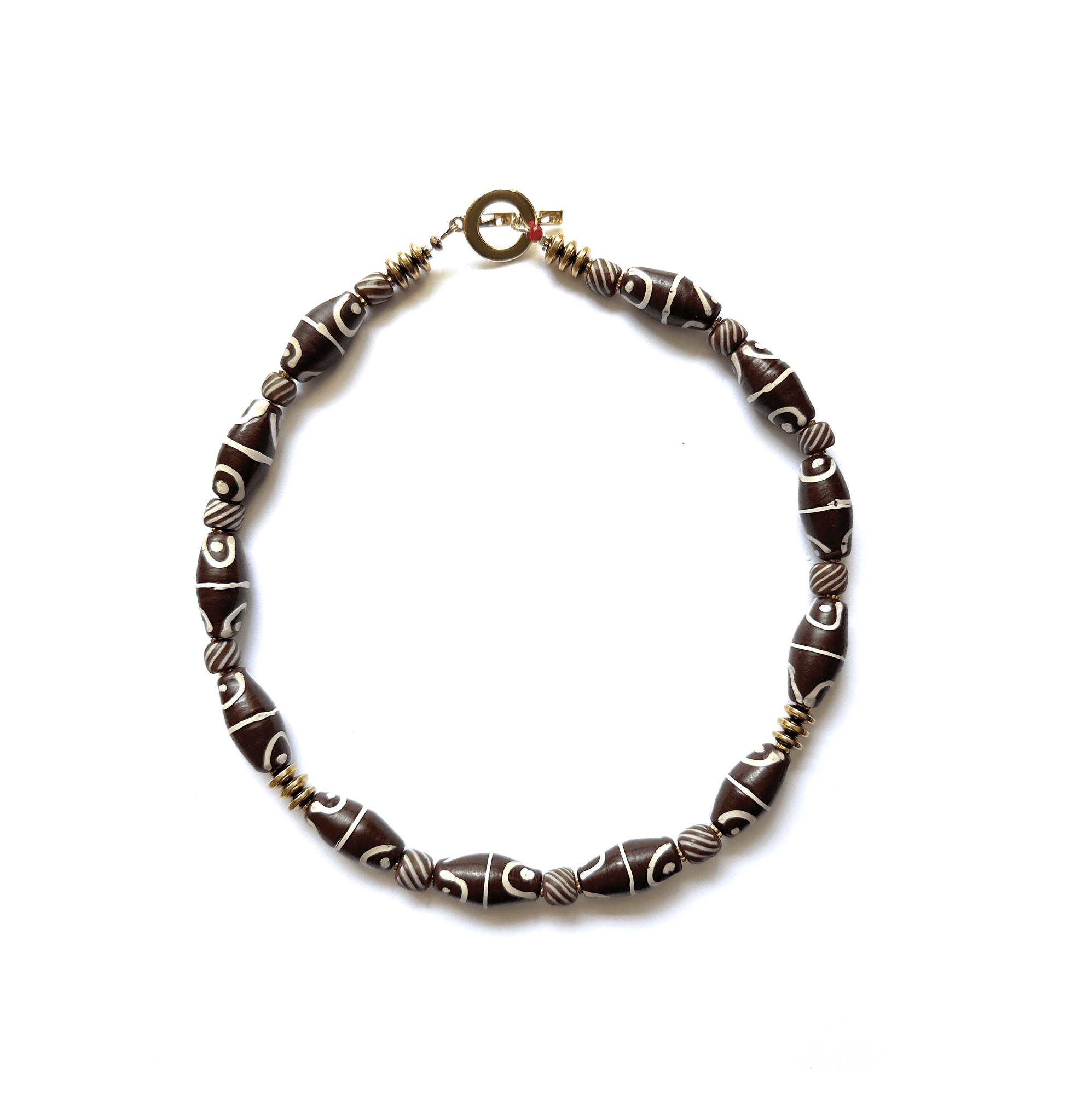 Collar Café de Vidrio Africano - GRANATE 27