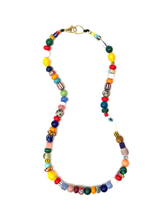 Collar Corto Abby Mix Vidrio Africano - GRANATE 27