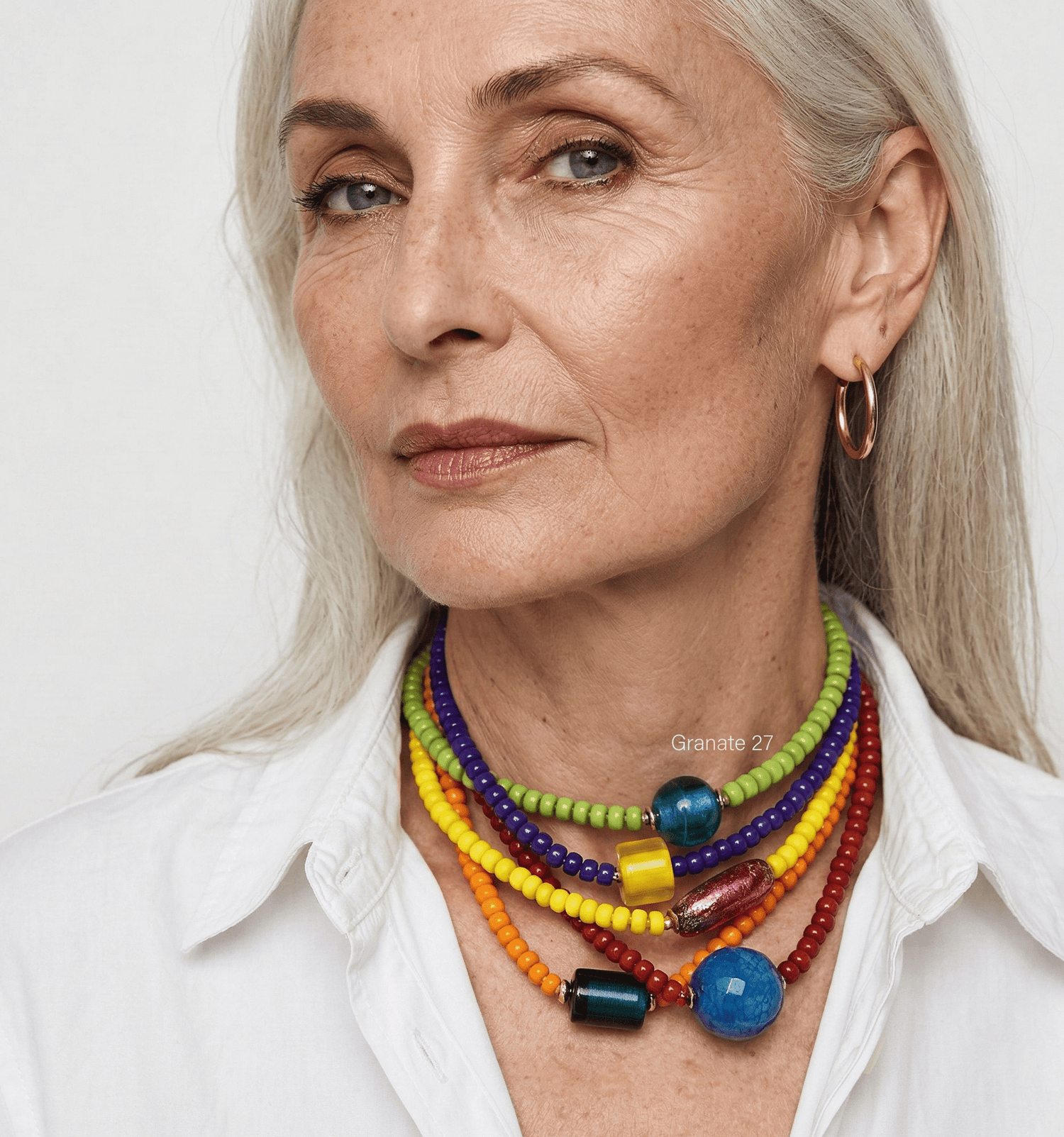 Collar Corto RAINBOW Vidrio y Murano - GRANATE 27