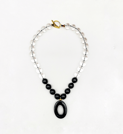Collar Cristal Transparente y Ónix Mate - GRANATE 27