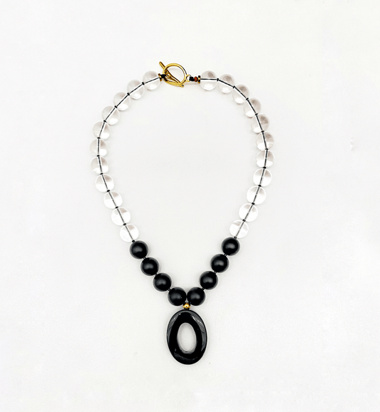 Collar Cristal Transparente y Ónix Mate - GRANATE 27